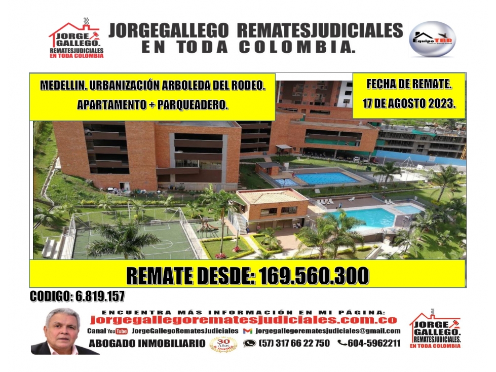 Remate. Medellin.Urb. Arboleda del Rodeo.Apartamento+Parqueadero.